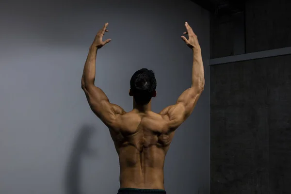 Modelo de aptidão masculina músculos traseiros — Fotografia de Stock