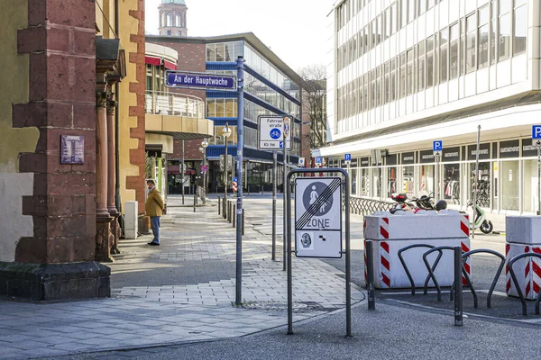Zamknięcie Koronawirusa Frankfurt Niemcy Kwietnia 2020 Zabronione Wejście Strefy Handlowej — Zdjęcie stockowe