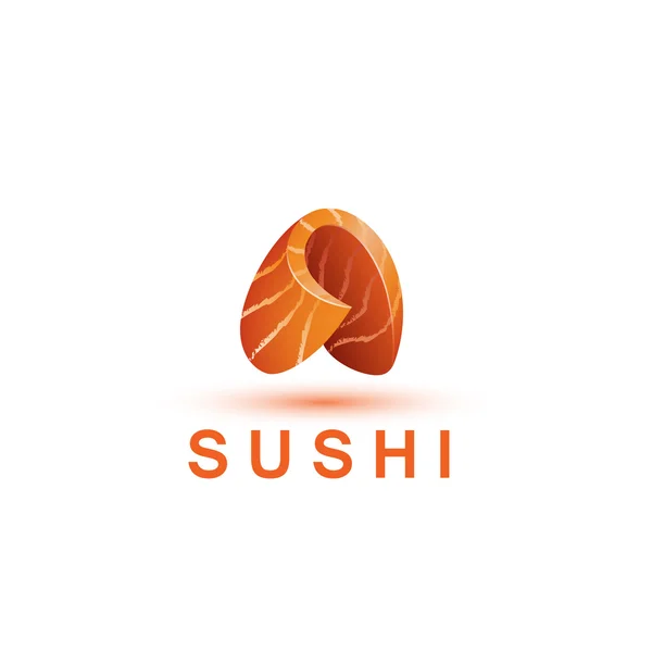 Πρότυπο λογότυπο σούσι. Το γράμμα Α μοιάζει με ένα φρέσκο κομμάτι σολομού ψάρια. — Διανυσματικό Αρχείο