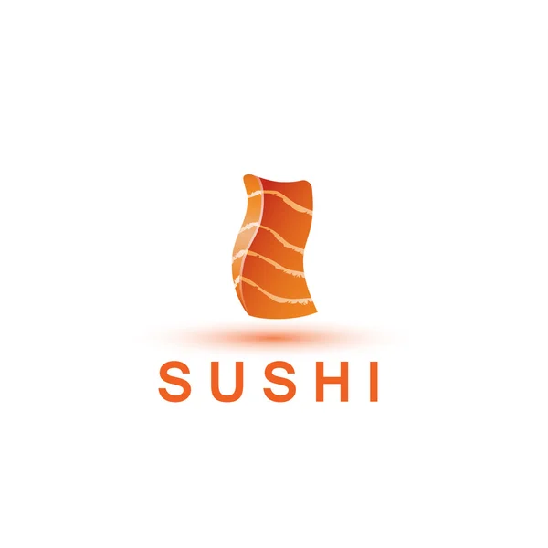 Modèle de logo Sushi. La lettre Je ressemble à un morceau frais de poisson de saumon . — Image vectorielle