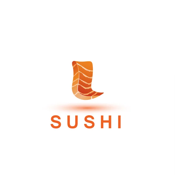 Sushi logotyp mall. Bokstaven L ser ut som en färsk bit lax fisk. — Stock vektor