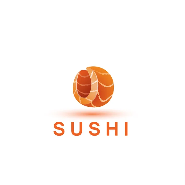Πρότυπο λογότυπο σούσι. Το γράμμα O μοιάζει με ένα φρέσκο κομμάτι σολομού ψάρια. — Διανυσματικό Αρχείο
