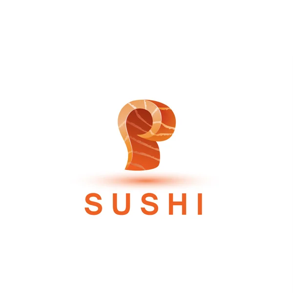 Plantilla de logotipo de Sushi. La letra P parece un trozo fresco de salmón . — Archivo Imágenes Vectoriales
