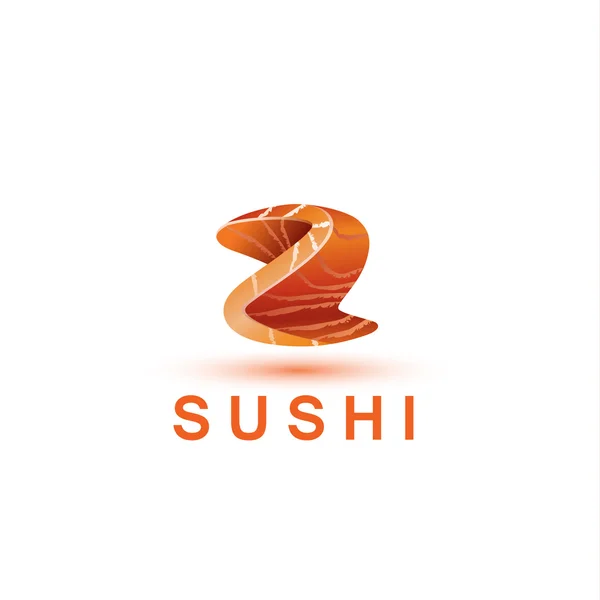 Πρότυπο λογότυπο σούσι. Το γράμμα Z μοιάζει με ένα φρέσκο κομμάτι σολομού ψάρια. — Διανυσματικό Αρχείο