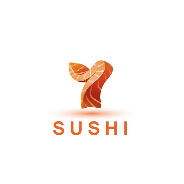 Πρότυπο λογότυπο σούσι. Το γράμμα Υ μοιάζει με ένα φρέσκο κομμάτι σολομού ψάρια. — Διανυσματικό Αρχείο