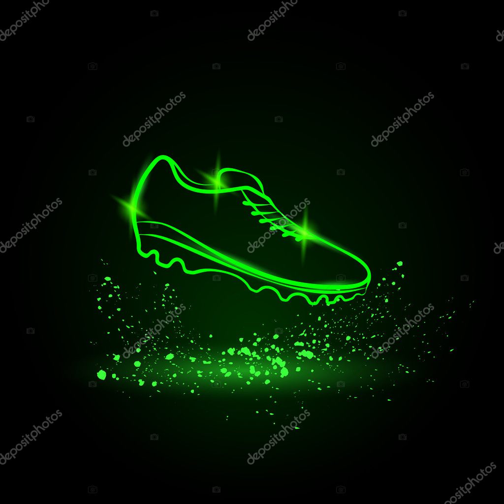 Dribbling Football. Soccer Player Running with the Ball. Neon