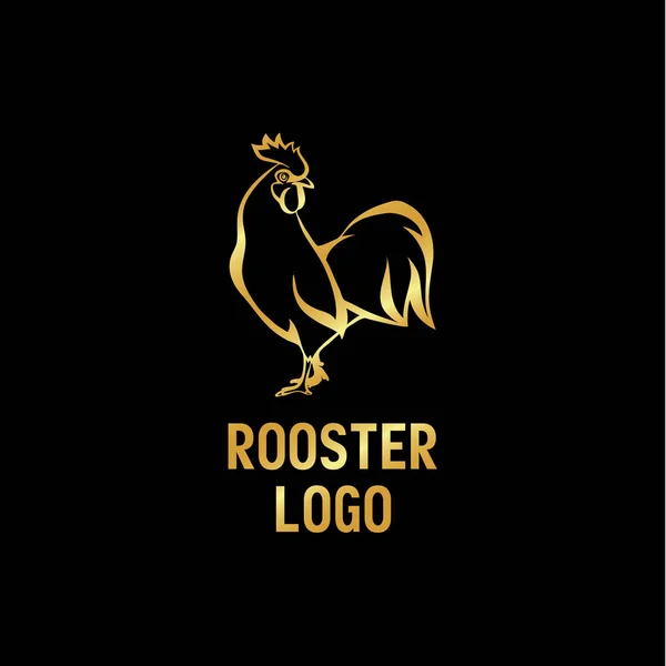 Logo de Golden Rooster. Polla lineal estilo ilustración . — Archivo Imágenes Vectoriales