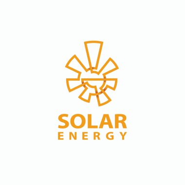 Soyut monoline güneş logosu. Marka simgesi güneş enerjisi. Eko enerji amblemi.