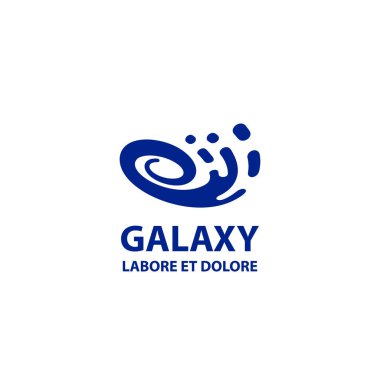 Galaxy logo şablonu. Düz mavi soyut sarmal sembol.