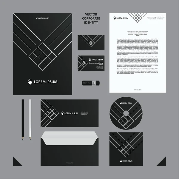 Corporate identity business template. Black branding set. — Stock Vector