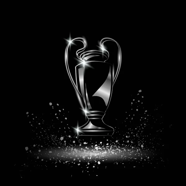 Champions Cup. Verchroomde Soccer trofee. — Stockvector