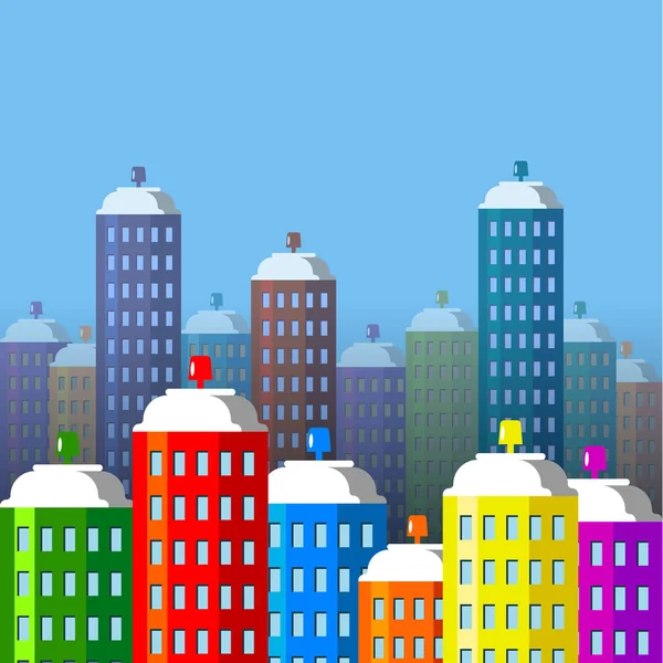 Stadtgebäude aus Sprühfarbe. Spraydosen wie Wolkenkratzer. flache Vektor-Illustration. — Stockvektor
