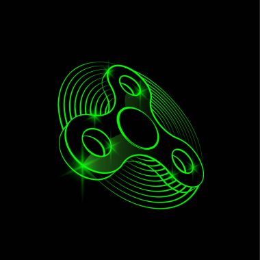 El spinner oyuncak. Vektör neon topluca spinner çizim.
