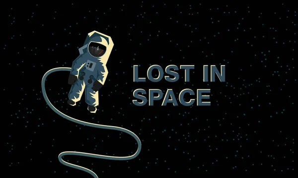 Kosmonaut ve vesmíru. Ztraceni ve vesmíru. Plochá koncepce ilustrace. — Stockový vektor