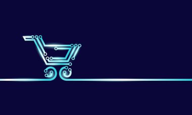 Elektrik panosu devre alışveriş arabası. Cyber Pazartesi indirim illüstrasyon.