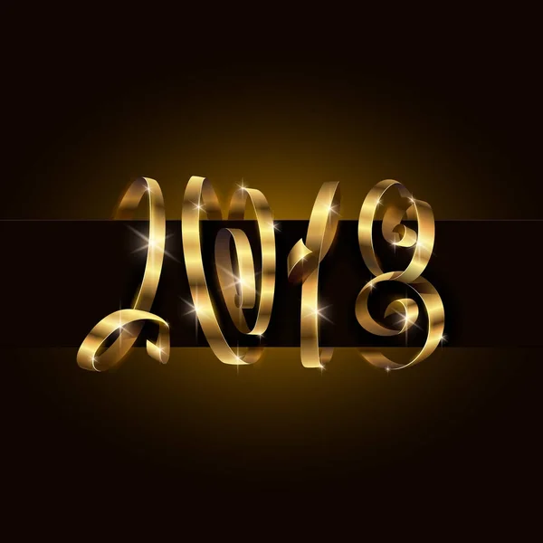 Φόντο διάνυσμα 2018 το νέο έτος. 2018 τυπογραφία γράμματα χρησιμοποιώντας χρυσό δώρο κορδέλα ή ελικοειδή μπούκλες. Ευτυχισμένο το νέο έτος εικόνα για ημερολόγιο, πρόσκληση και ευχετήρια κάρτα, αφίσας και πανό. — Διανυσματικό Αρχείο