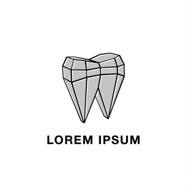 Poligonal mesh ve diş soyut simgesi. Gri düşük Poli diş logo şablonu kartvizit, markalaşma ve kurumsal kimlik için.