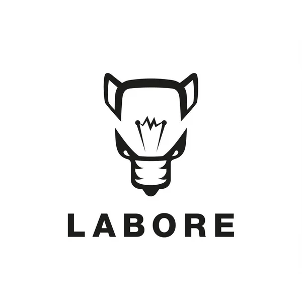 Bombilla y lobo icono abstracto. Idea wolf logo template para la tarjeta de visita, branding e identidad corporativa . — Archivo Imágenes Vectoriales