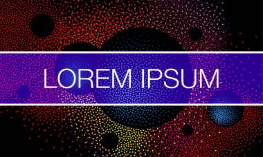 Yarı ton 3d küre. Dotwork banner şablonlar kümesi.