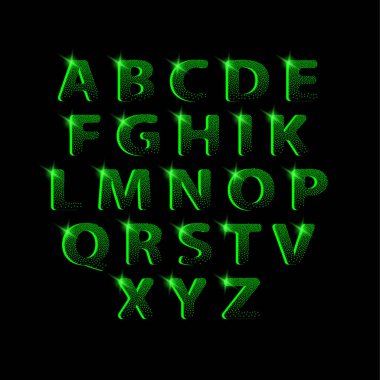 Yarı ton yeşil neon yazı tipi dotting.