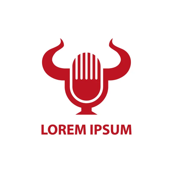 Retro microphone and bull horns minimalistic icon. Karaoke in the restaurant logo. — Stock Vector