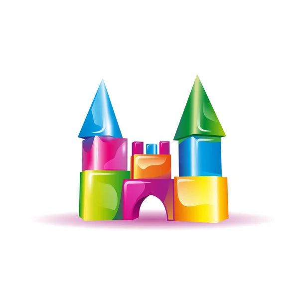 Jelly children's castle from cubes. — Stock Vector