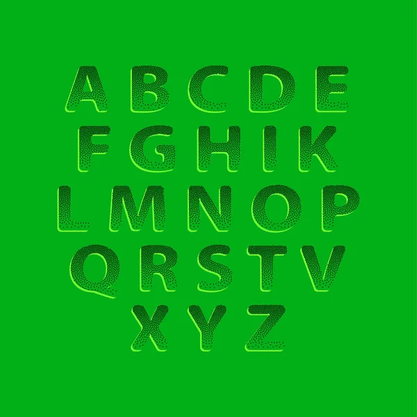 Dotting halftone green embossing font. — Stock Vector