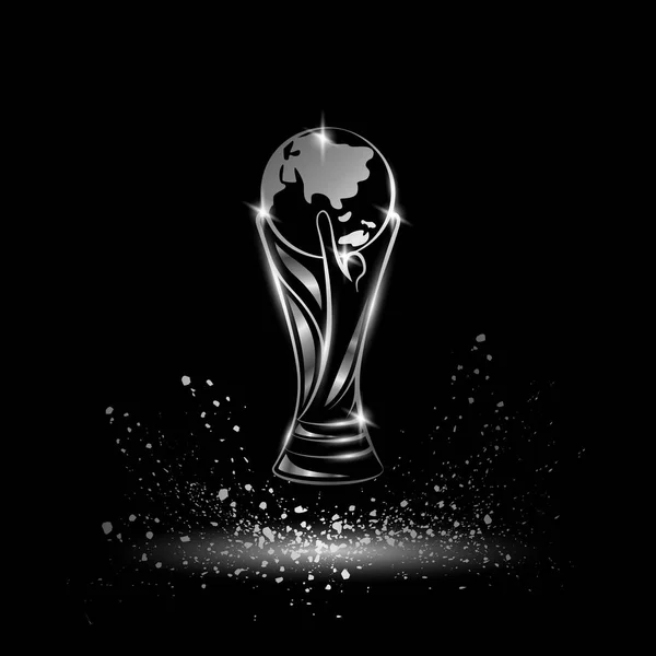 Silver fotboll trophy med globe. — Stock vektor
