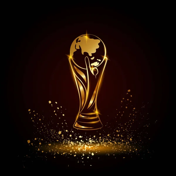 Golden soccer trophy with globe. — Stock Vector