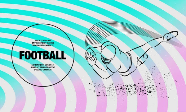Fußballer fangen Ball bei einem Sprung. Vektorumriss des Fußballers Sport Illustration. — Stockvektor