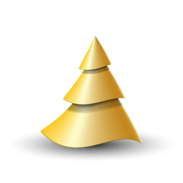 Abstract gouden 3d kerstboom. isoleer nieuwjaar realistisch goud sparren. — Stockvector