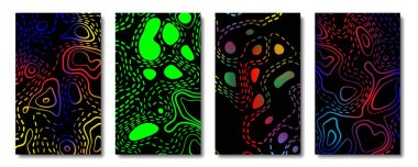 Soyut neon çizgileri ve lekeler ayarlandı.