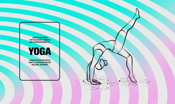 Una pose de yoga de puente de pierna. Esquema vectorial de la mujer practica yoga ilustración . — Vector de stock