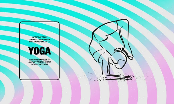 Postura de yoga Escorpión. Esquema vectorial de la mujer practica yoga ilustración . — Vector de stock