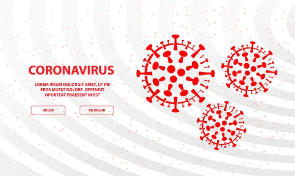 Banner de células del virus del coronavirus rojo. Símbolo de célula de coronavirus plana vectorial para banner o plantilla de landing page de identificación epidémica . — Archivo Imágenes Vectoriales