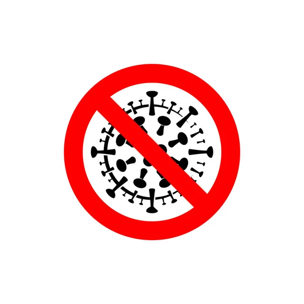 Arrêter le coronavirus symbole avec cercle rouge stop signe. Signe épidémiologique Flat Stop sur fond blanc . — Image vectorielle