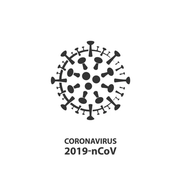 Icono de molécula de Coronavirus Negro. Vector plano coronavirus 2019-nCoV símbolo para la identificación de la infección epidémica . — Archivo Imágenes Vectoriales