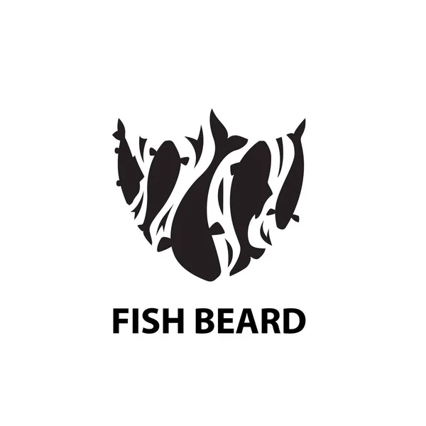 Cinco peces y escudo silueta. Concepto de logotipo de pesca confiable . — Archivo Imágenes Vectoriales