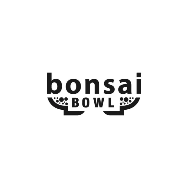 Bonsai Pot Lettering Logo Concept (en inglés). Plantilla de diseño de texto de árbol de Bonsai . — Archivo Imágenes Vectoriales