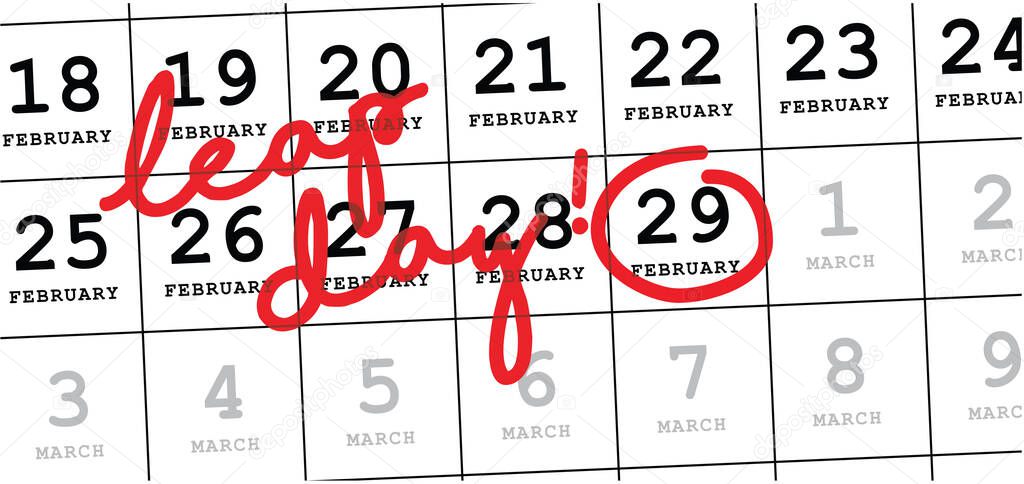 Happy Leap day or leap year slogan. Calendar page 29 February, month 2020 and 366 days. 29th Day of february, today one extra day. line pattern banner Fun vector icon sign