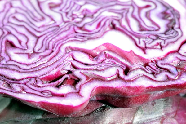 Red cabbage close-up. The texture of the cut cabbage.