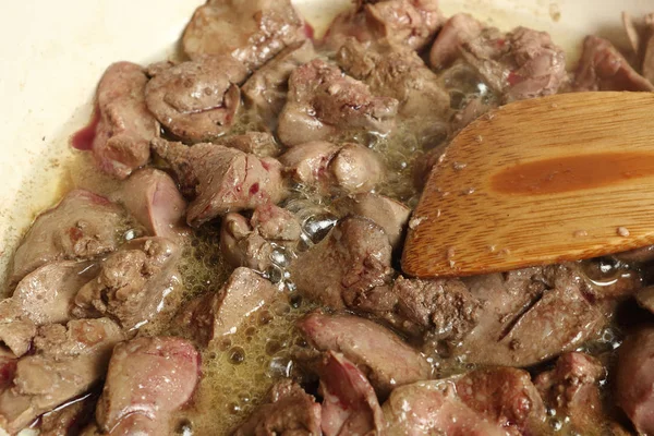 Cocinar Hígado Pollo Cerca — Foto de Stock
