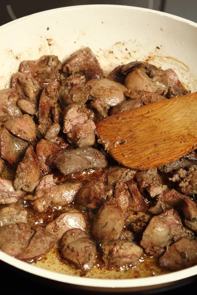 Cocinar Hígado Pollo Cerca — Foto de Stock