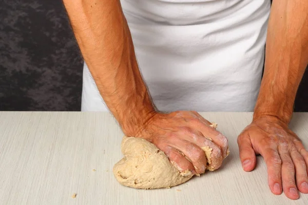 Teig Kneten Fladenbrot Backen — Stockfoto