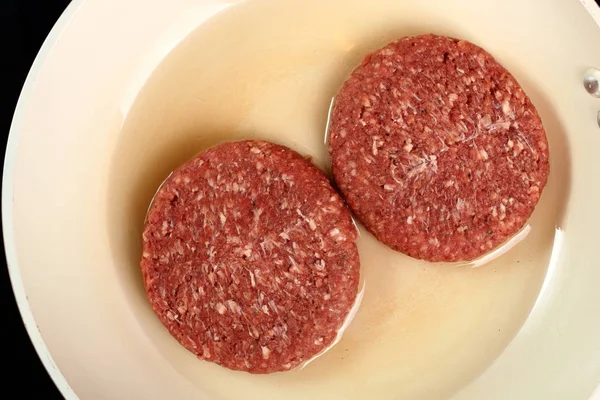 Frying Burger Beef Patty — Stock Photo, Image