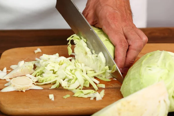 Cooking Cabbage Cutting Close — Stock Photo, Image
