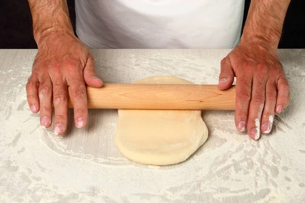 Making Puff Pastry Rolling Dough Rectangle — 스톡 사진