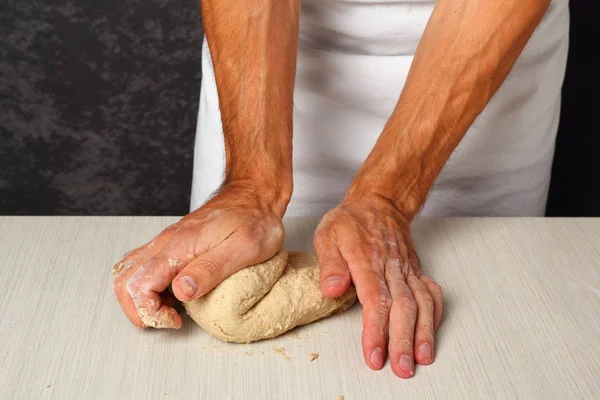 Teig Kneten Fladenbrot Backen — Stockfoto