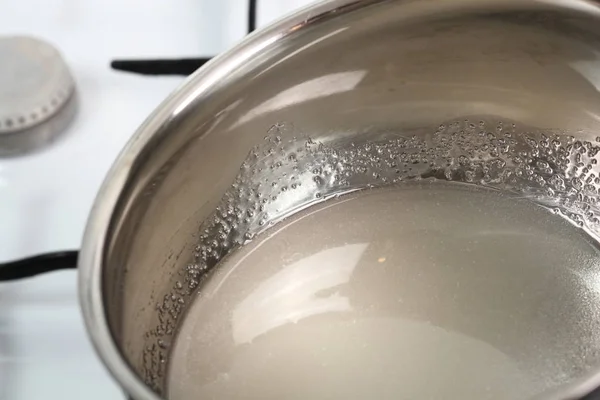 Larutkan Gula Dalam Air Pada Panas Rendah Membuat Seri Sirup — Stok Foto