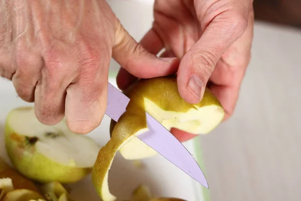 Maçã Descascada Fazendo Filo Pastry Topped Apple Pie Series — Fotografia de Stock